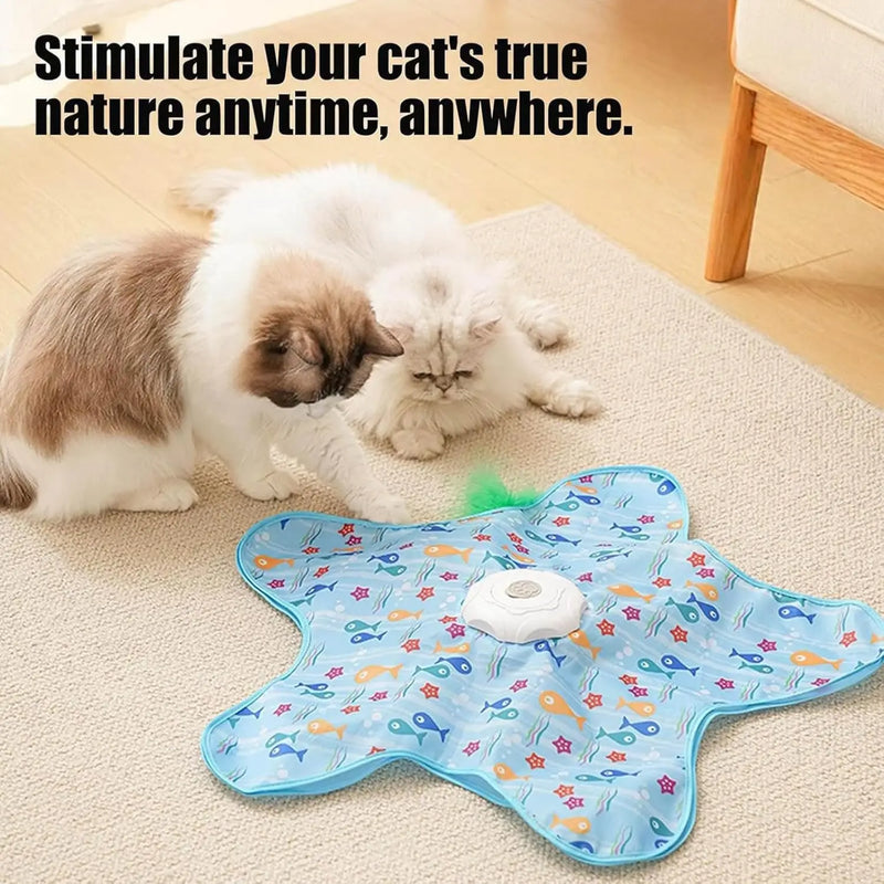 Electric Cat Interactive Hide and Seek Game Pet Toy with Moving Concealed Wand Feather Chargeable Automatic Cats Teaser Toy