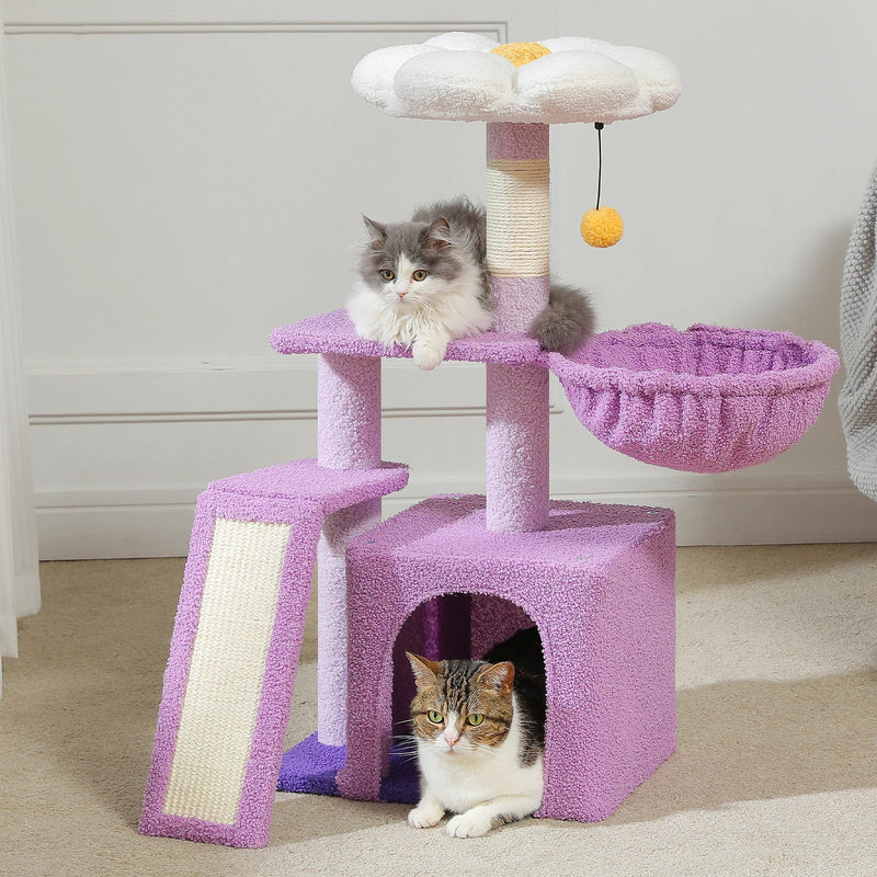Small Cat Tree Cat Tower with Natural Sisal Scratching Post,Spacious Top Perch,Privite Cat Condo Perfect for Indoor Cats,Cat Toy
